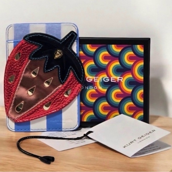 Kurt Geiger London Strawberry Card Holder Back 💙 NIB - Picture 2 of 5